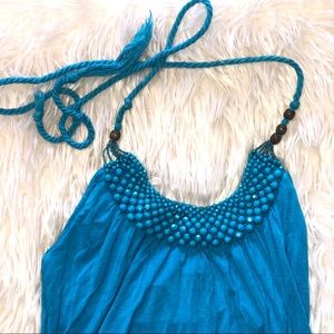 NWOT - Blue Pearls Rayon & Spandex Top w/ Strings